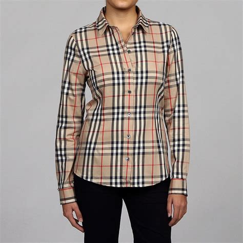 burberry plaid button down|burberry button down shirt women.